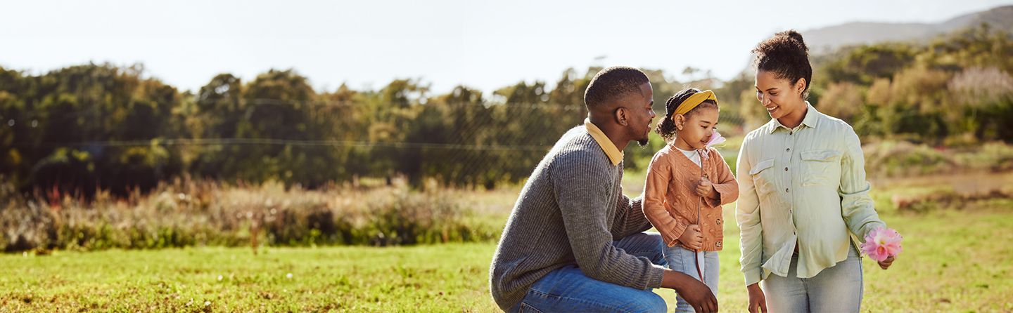 family in a field