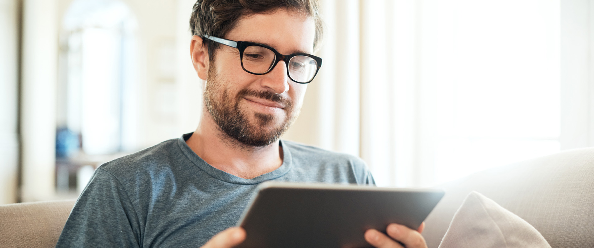 man on tablet