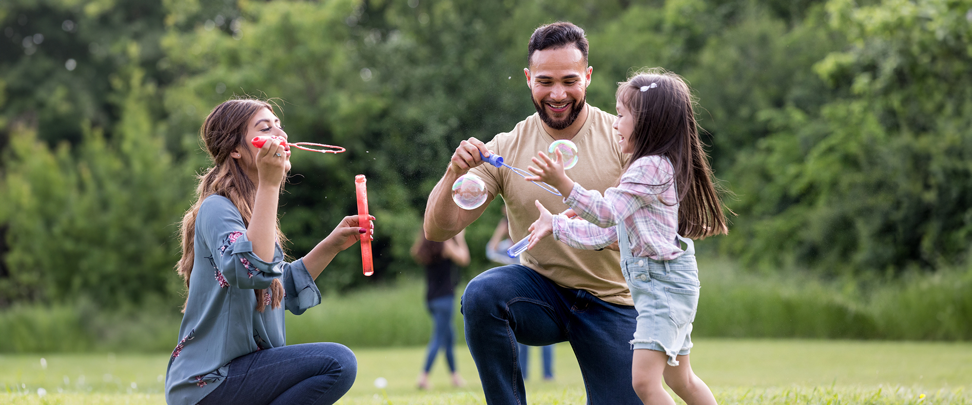 Parents and child playing